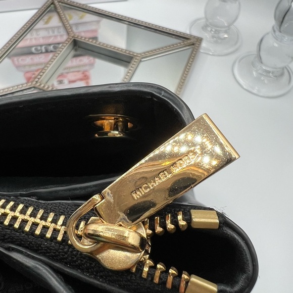 Michael Kors Black Chevron Shoulder Bag with Gold Accents - Picture 9 of 15